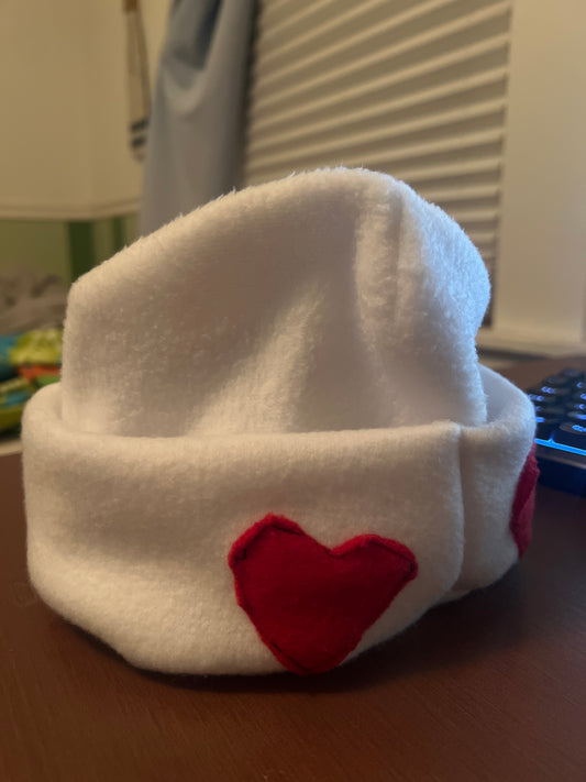 Snow leopard and heart beanie